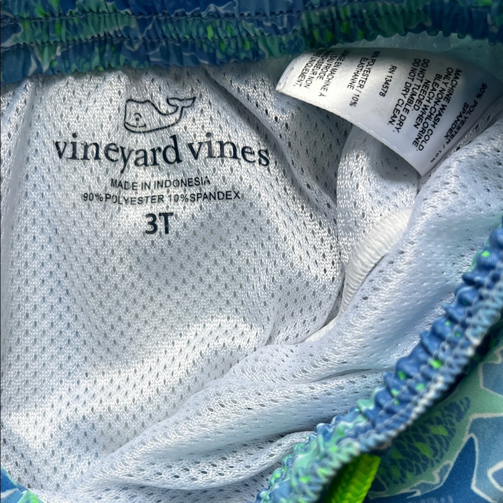Vineyard Vines Aqua Shark Pattern Swim Trunks - Picture 2 of 4